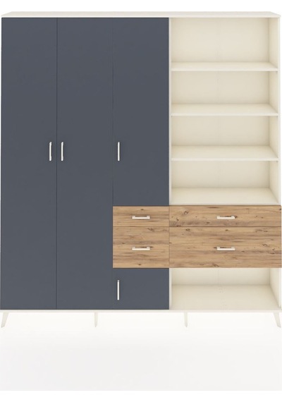 Arges Dolap 14 Raflı 4 Çekmeceli 4 Kapaklı 220x30x243 Aytaşı-antrasit/çam Antrasıt/atlas Çam Arges Dolap 14 Raflı 4 Çekmeceli 4 Kapaklı 220x30x243 Aytaşı-antrasit/çam Antrasıt/atlas Çam
