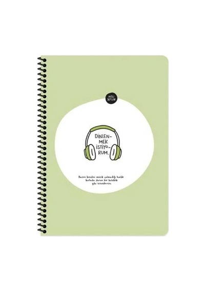 Hisli Şeyler Kareli Spiralli Stickerli Defter Dinlenmek Istiyorum 16 5 X 22 5 Çok Renkli