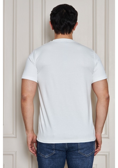 Erkek Jeuss Oysho Kumaş Sıfır Yaka Beyaz Tshirt