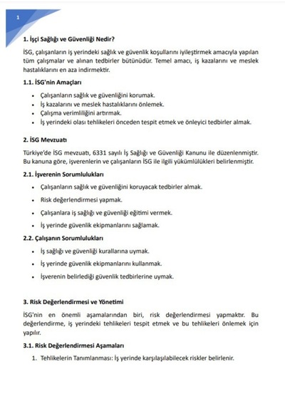 İş Sağlığı Ve Güvenliği Eğitim Kitabı