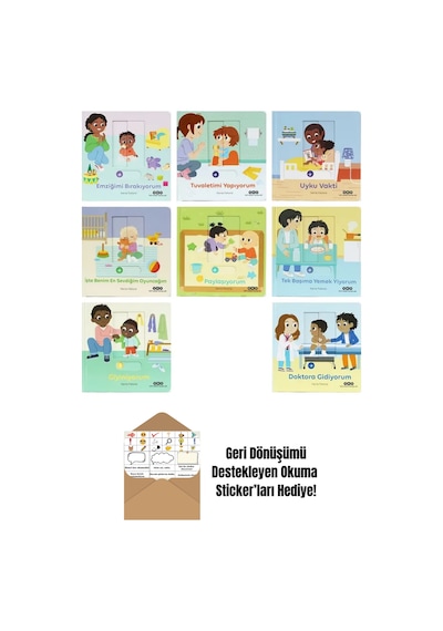 Hareketli Büyüyorum Serisi Tüm Kitaplar 8li Set + Okuma Sticker'ları