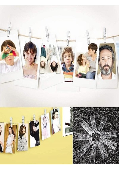 CajuArt 100 Adet Şeffaf Mini Mandal 3cm Hobi Fotoğraf Askı Mandalı