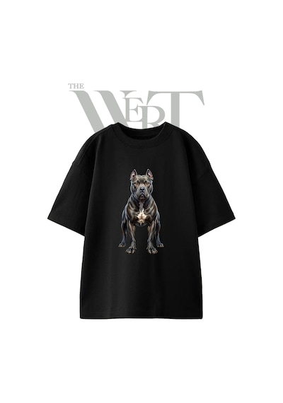Thewert Amerikan Bully Tasarım Baskılı Ünisex Siyah Oversize T-shirt