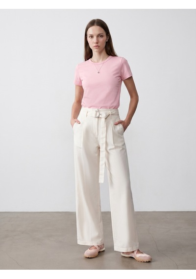 Dilvin 32779 Bisiklet Yaka T-shirt-toz Pembe