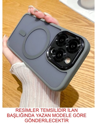 İphone 13 Uyumlu Kılıf Magsafe Özellikli Metal Tuş Sararmaya Karşı Korumalı Kapak Gri
