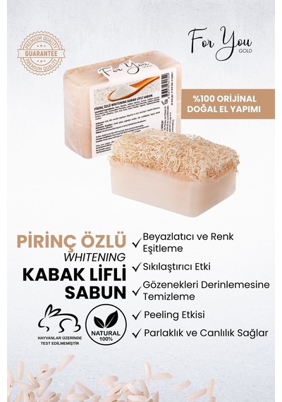 Kabak Lifli %100 Doğal El Yapımı Pirinç Özlü Whitening Sabun Kabak Lifi - Lavanta
