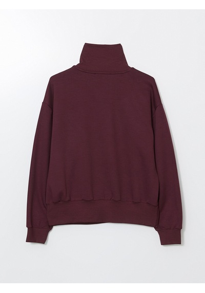 Lcwaıkıkı Classic Mürdüm Dik Yaka Oversize Kadın Sweatshirt