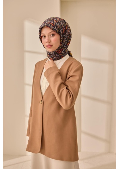 Silk Home Aura Eşarp 140006-25 Koyu Lacivert, Hardal, Turuncu, Vizon