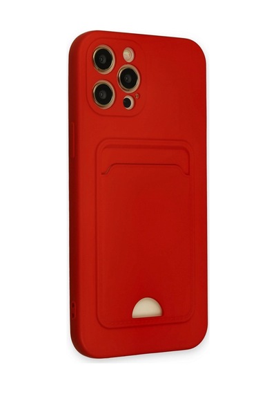 Apple  Uyumlu  iPhone 12 Pro Max Kılıf Kelvin Kartvizitli Silikon Kırmızı,