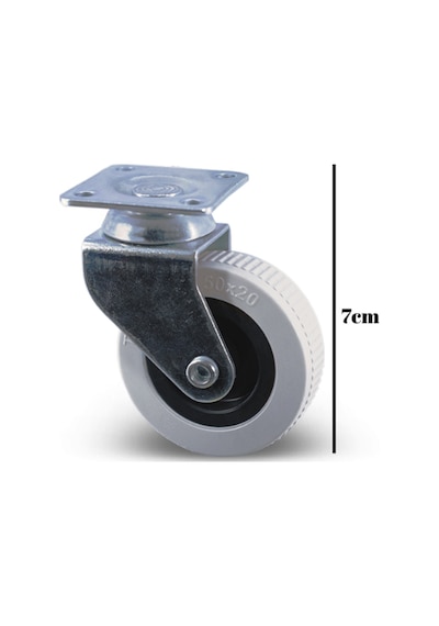 Düz Tabla Frensiz Lüks Masa Tekeri Sehpa Tekeri Frensiz Krom - Gri 7cm 4 Adet Teker:50x20mm Gri