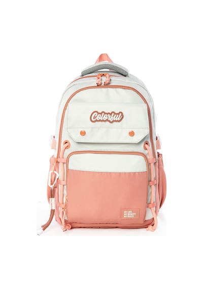 Colorful Clasic Sırt Çantası Pudra Pembe - Laptop Bölmeli Okul Çantası İlkokul - Ortaokul - Lise Pudra Pembe