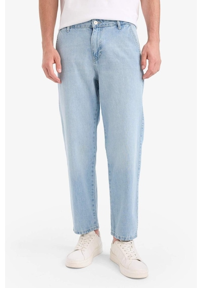 Defacto %100 Pamuk Relax Fit Geniş Paça Jean Kar Yıkamalı Pantolon E1376ax25smnm39 Mavi