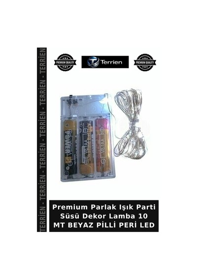 Premium Parlak Işık Parti Süsü Dekor Lamba 10 Mt Beyaz Pilli Peri Led