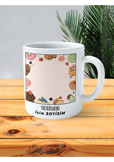 Tatlıcı Tatlı Meslek Baskılı Kupa Bardak Çift Taraflı Baskı Kişiye Özel Model 9 Çok Renkli