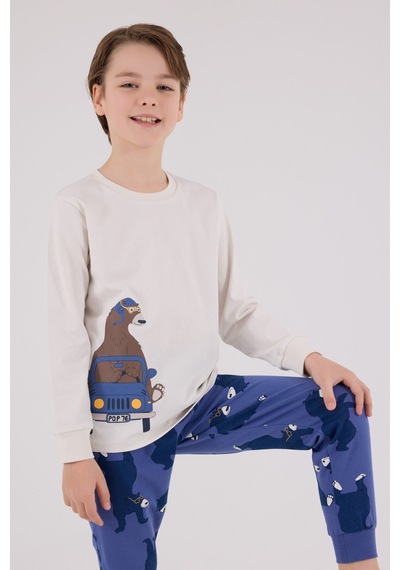Rolypoly Erkek Çocuk Beyaz Pijama Takımı Rp3658-c-v1