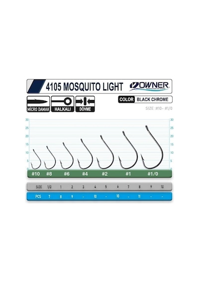 Owner 4105 Musquito Light Black Chrome İğne 1/0