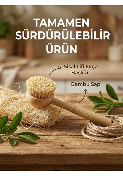 Bambu Bulaşık Fırçası Sisal Lifli - Bamboo Dısh Brush Wıth Sısal Fıber