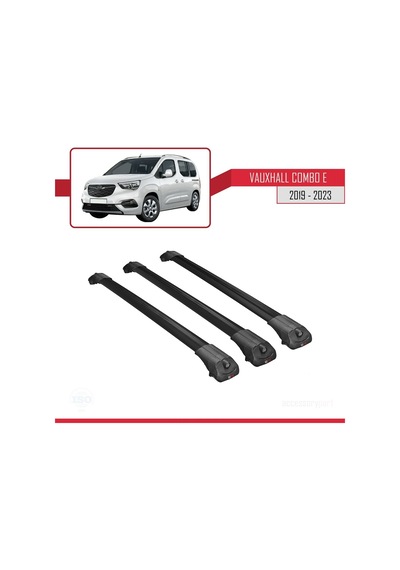 Vauxhall Combo E 2019-2023 Arası İle Uyumlu Ace-1 Ara Atkı Tavan Barı Siyah 3 Adet Bar
