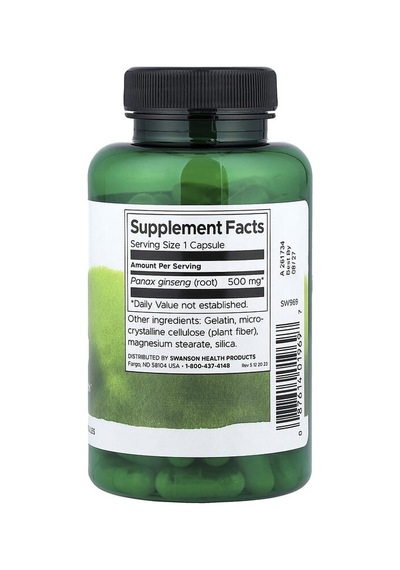 Swanson Vitamins, Korean Ginseng, 500 Mg, 100 Capsules