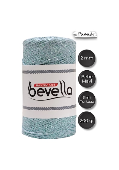 Ultra Simli Bebe Mavi Turkuaz 2 Mm Makrome İpi 200 Gr