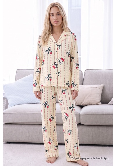 Siyah İnci Sarı Fiyonk Desenli Termal Kumaşlı Ultra Soft Yumuşak Düğmeli Örme Pijama Takımı 26226125 Siyah İnci Sarı Fiyonk Desenli Termal Kumaşlı Ultra Soft Yumuşak Düğmeli Örme Pijama Takımı 26226125