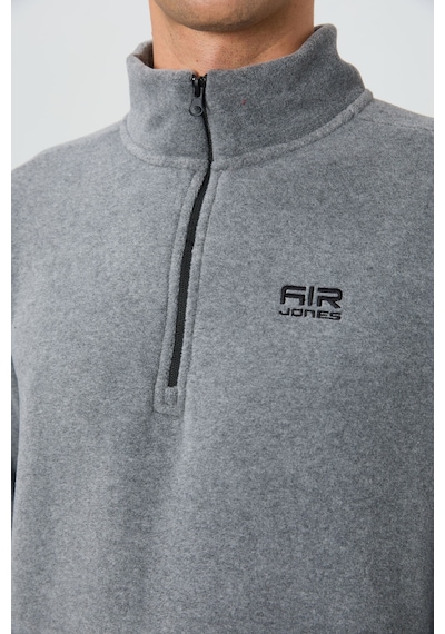 Air Jones Tommy Life River Gri Melanj Dik Yaka Erkek Polar Sweatshirt - 88310 GRİ MELANJ