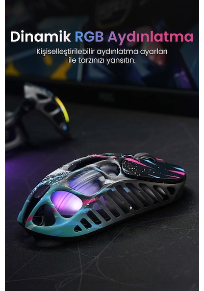 Gravastar Mercury Xpro Rgb 32k Dpı Optik Gaming Mouse+8k Dongle, Kablosuz, Magnezyum Alaşımlı, Progr Xpro