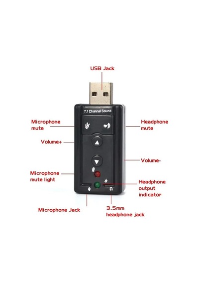 Lexroo 7.1 Usb Stereo Ses Adaptörü, Harici Ses Kartı
