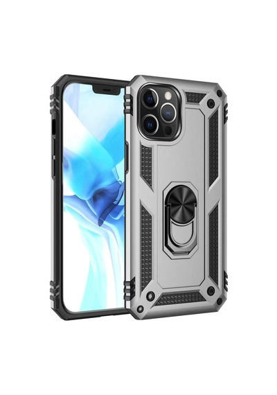 Newface Apple İphone 12 Pro Max Kılıf Sofya Yüzüklü Silikon Kapak - Gümüş