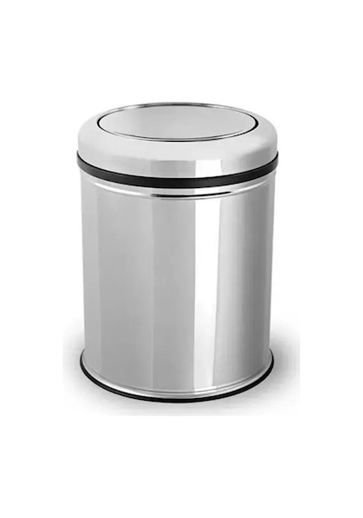 Döner Kapaklı Pratik Kapak Çöp Kovası 5 Lt Paslanmaz Banyo Tuvalet Balkon Teras Çöp Kovası Gri
