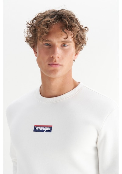 Wrangler Pamuklu Regular Fit Normal Kesim Bisiklet Yaka Logo Detaylı Sweatshirt Beyaz