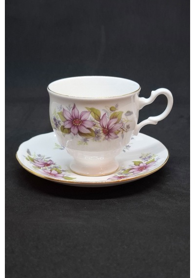 Royal Kent Bone China Çiçekli Duble Kahve Fincanı 130 Ml Pembe