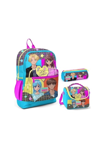 Coral High Mavi Pembe Anime Üçlü İlkokul Okul Çanta Seti