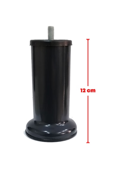 Cateksss 12 Cm Baza Ayağı Koltuk Ayağı Kanepe Ayağı Civatalı 3/8 Kalın Diş Antrasit Gri - 15 Li Paket