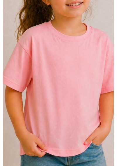 Zuzunga Kız Çocuk Basic Kısa Kollu T-shirt Pembe