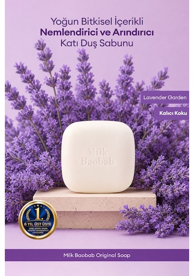 Bitkisel İçerikli Yoğun Nemlendirici Ve Arındırıcı Katı Duş Sabunu Mılk Baobab Original Soap Lavender Garden Lavanta