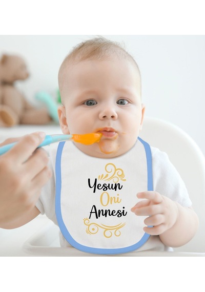Bk Kids Yesin Oni Annesi Tasarımlı Mavi Bebek Mama Önlüğü Mavi