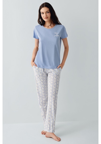 Arnetta Kadın Mavi Pijama Takım Mavi