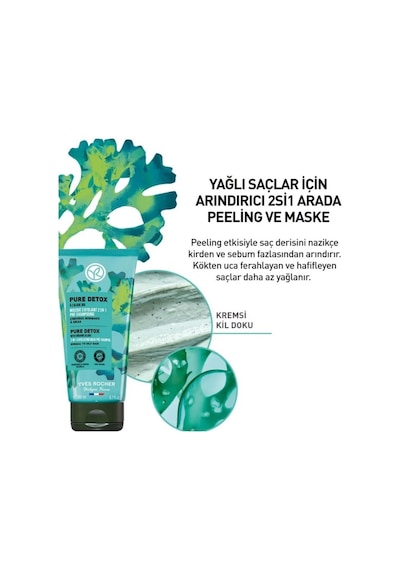 Yves Rocher Pure  Yağlı Saçlar İçin Arındırıcı Peeling ve Maske 200 ML