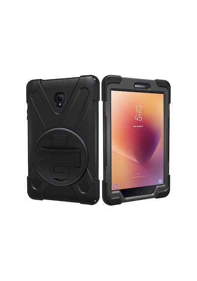 Samsung Galaxy Uyumlu Tab A 8.0 2017 T385 t380 Defender Standlı Zırhlı Silikon Tablet Kılıfı Siyah