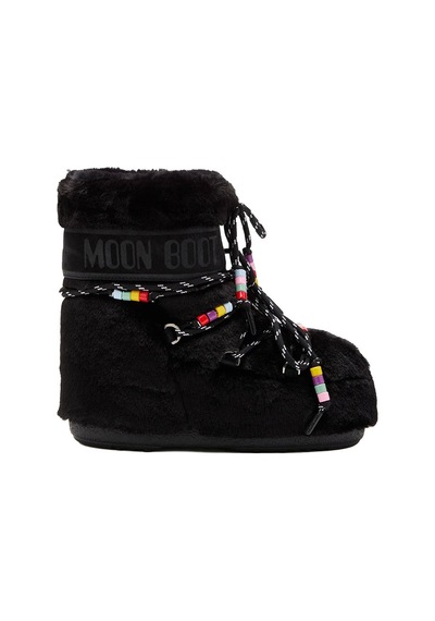 Bot Kar Kadın 80d1409470-n001 Moon Boot Icon Low Faux Fur Beads Black Siyah