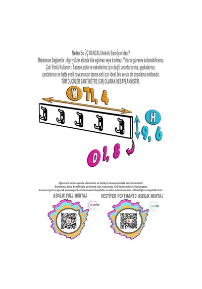 Modilayn Arı 9 Kancalı Banyo Askısı 3' Lü Set 36,4 X 9,6cm Şık Tasarım Ekstra Düzen Ve Yer Tasarrufu Antrasit