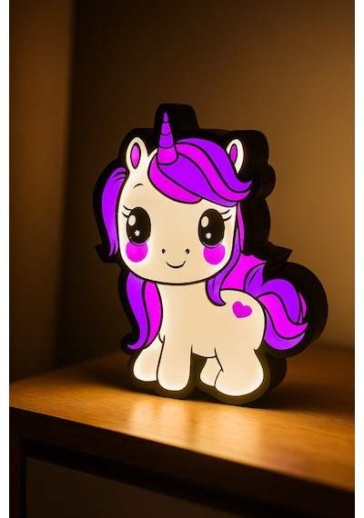 Unicorn Tasarımlı Dekoratif Gece Lambası Çok Renkli