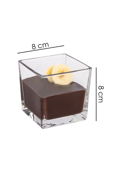 6'lı Kare Cam Magnolya Kasesi Seti Puding Cup Dondurma Servis Sunum Magnolia Kase Takımı Şeffaf