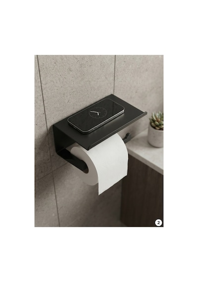 Modern Mat Siyah Metal Banyo Aksesuar Seti 5 Li Ful Paket Banyo Düzenleyici Raf & Askılık & Montaj Gerektirmez