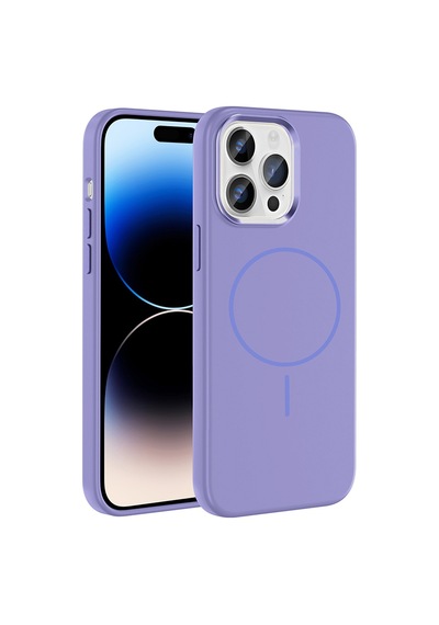 Zore İphone 14 Pro Max Kılıf M-safe Şarj Özellikli Metal Kamera Çerçeveli Ogaa Edi Silikon Kapak - Lila