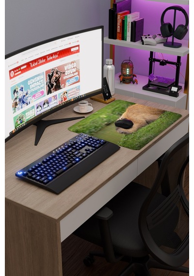 Capybara Kaymaz Dikişli Kauçuk Oyuncu Mousepad V1 - 48x40 Xl Gaming Mouse Pad Fare Altlığı