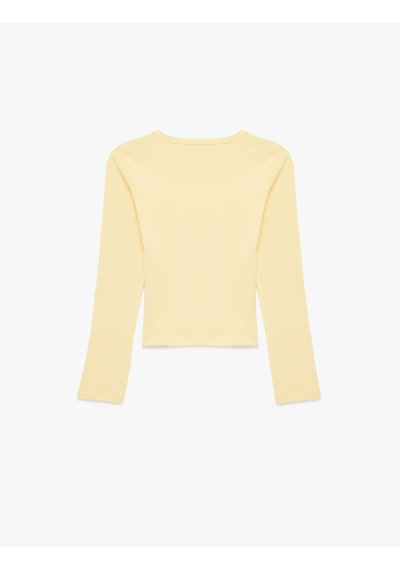 Koton Pamuklu Slim Fit Uzun Kollu Dikiş Detaylı Bisiklet Yaka Tişört Sarı 6sak50008pk Sarı