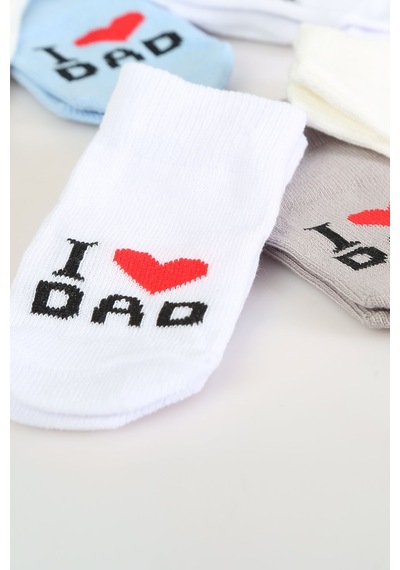 Baby Shez Pamuklu 6'lı Yenidoğan Erkek Bebek Çorap Dad Erkek Mavi