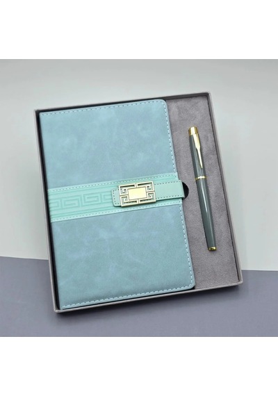 Şık Tarihsiz Ajanda Kalem Seti 21x15 Cm Defter İle Çok Renkli